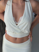 Lace halter bralette- Buttercream