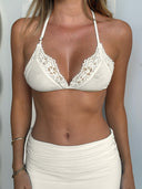 Lace halter bralette- Buttercream